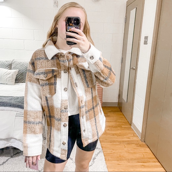 Nwt Avec Les Filles Plaid Brown White 
